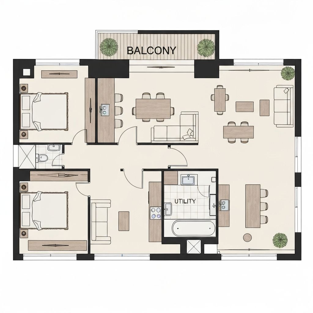 2 BHK Floor Plan