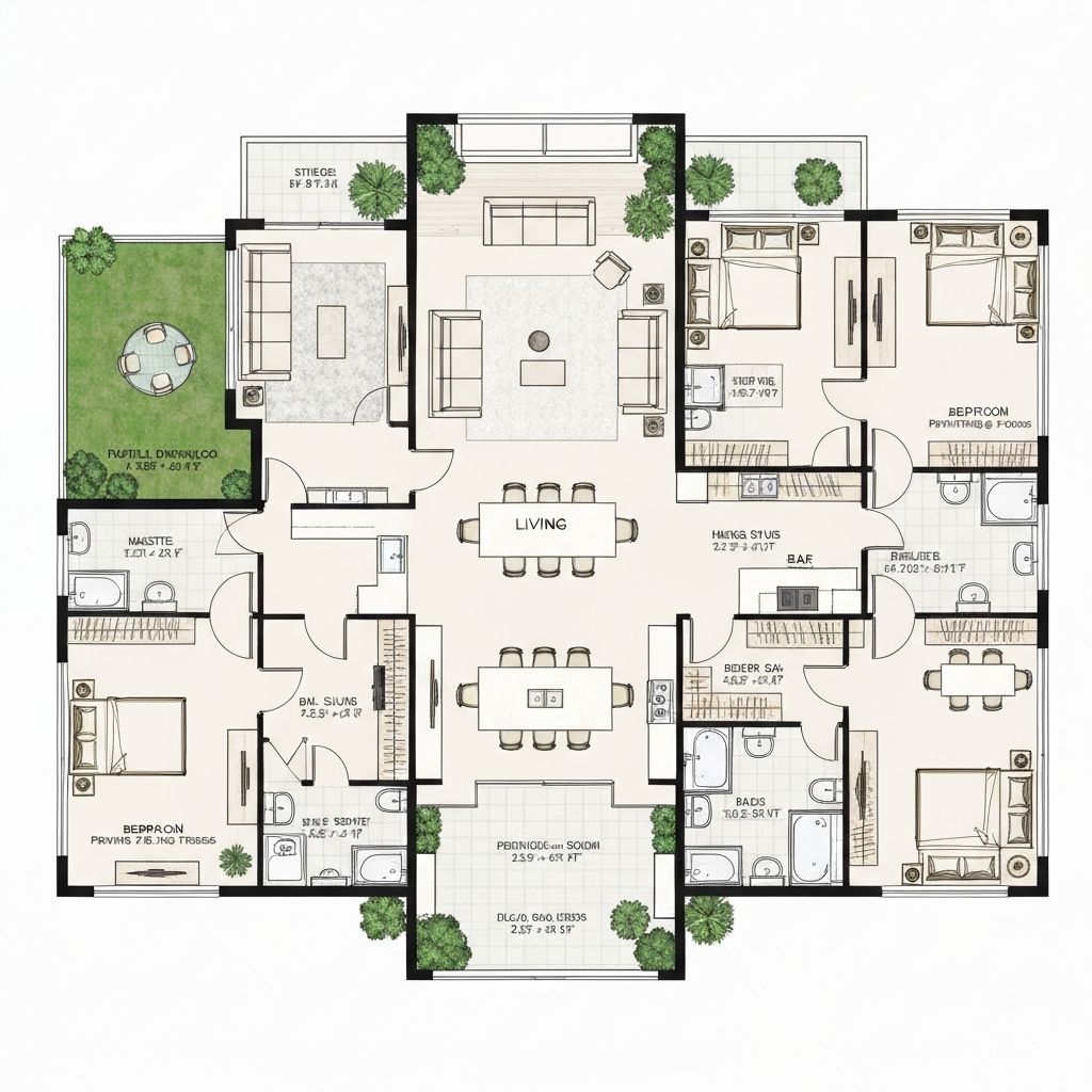 4 BHK Apartment Floor Plan